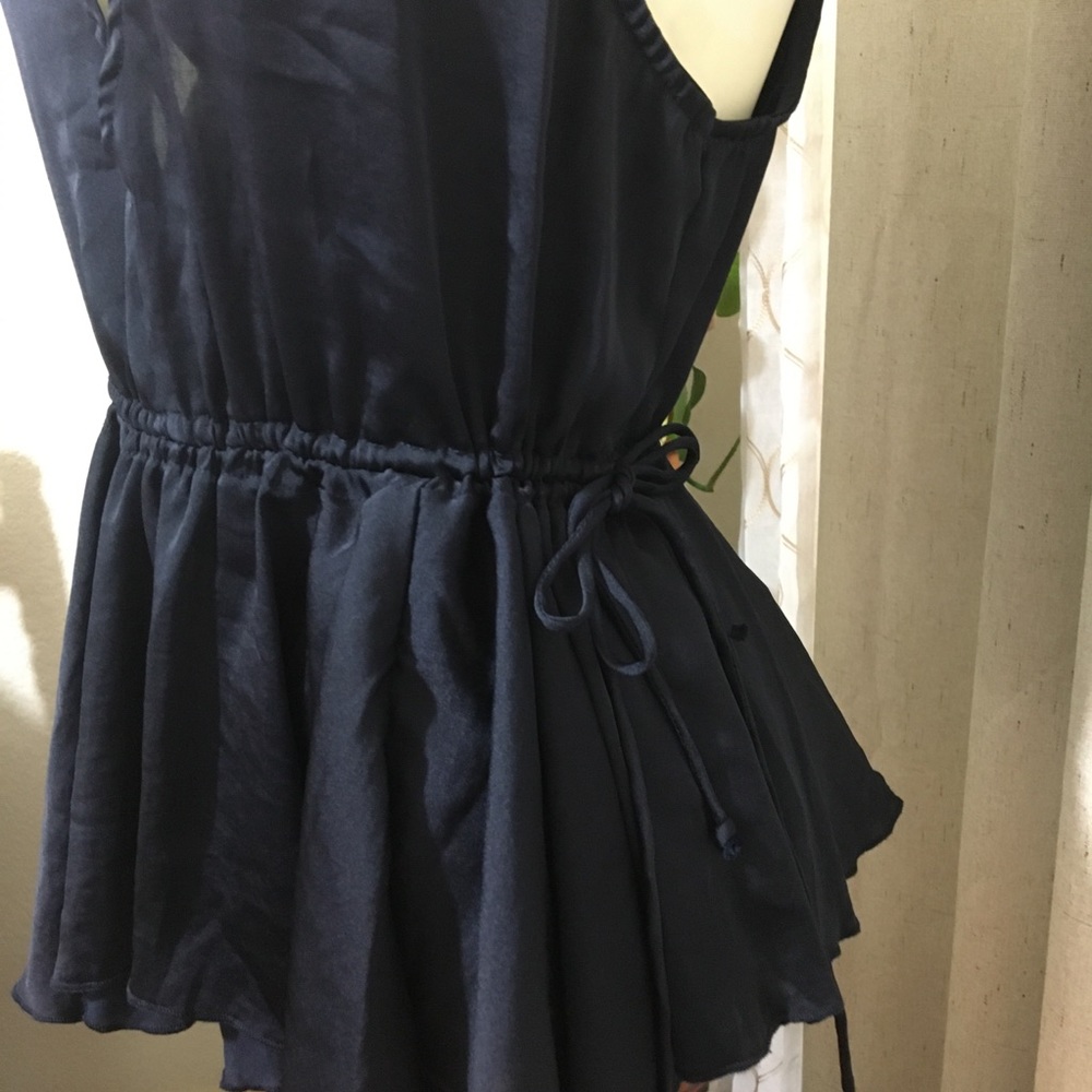 Free People Ruffle Drawstrings Cami, Blue Small - Picture 2 of 10